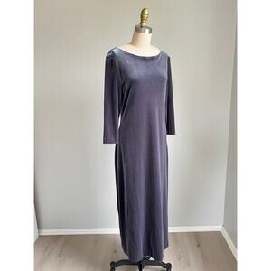 Vintage 90s Y2K Gray Velvet Maxi Dress 8 Stretchy Slit JD Stone Deirdre Tarver‎
